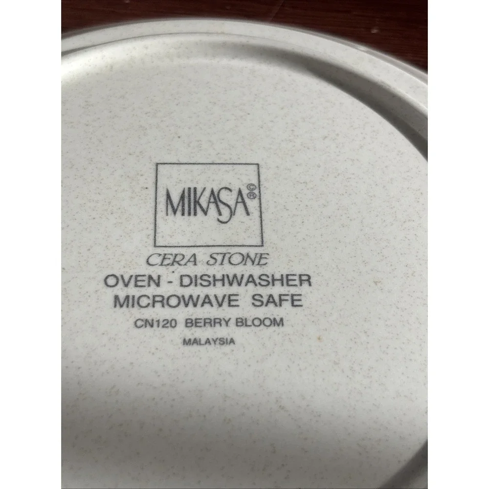 Cera Stone from Mikasa CN120 Berry Bloom Two Luncheon Salad Plates Red Blue‎